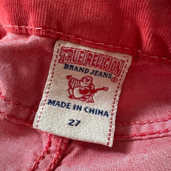 True Religion Red Skinny Ankle Jeans Corduroy Stretch Shannon Denim Pants 27x31 - Picture 5 of 7